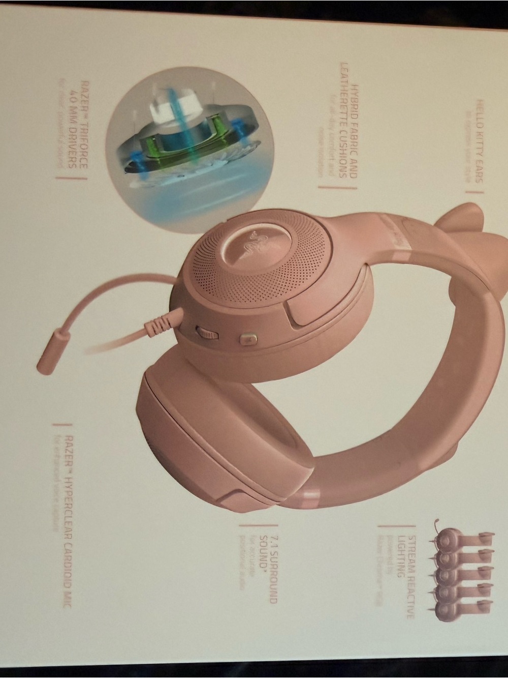 Razer Pink Over-Ear Headphones with Detachable